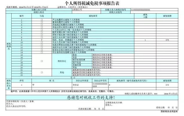 《扣缴个人所得税报告表》填表案例