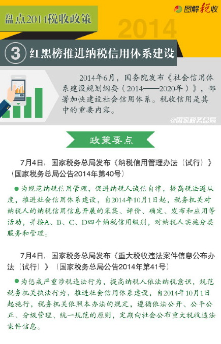 盘点2014税收政策（3）：红黑榜推进纳税信用体系建设